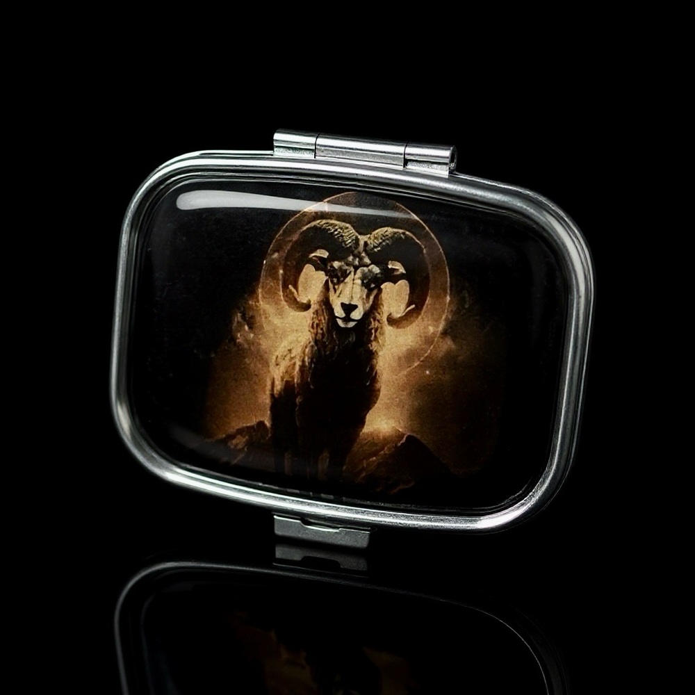 Capricorn Zodiac Multi-Use Mirrored Pill Box Container